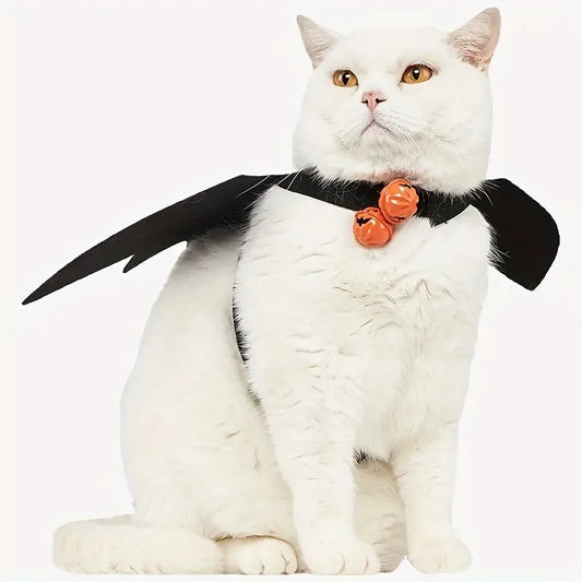 Fledermausflügel-Haustierkostüm, Halloween-Outfit für Katzen und Hunde mit Glöckchen, kreative, personalisierte Kleidung für Feiertagspartys, Verkleidungszubehör